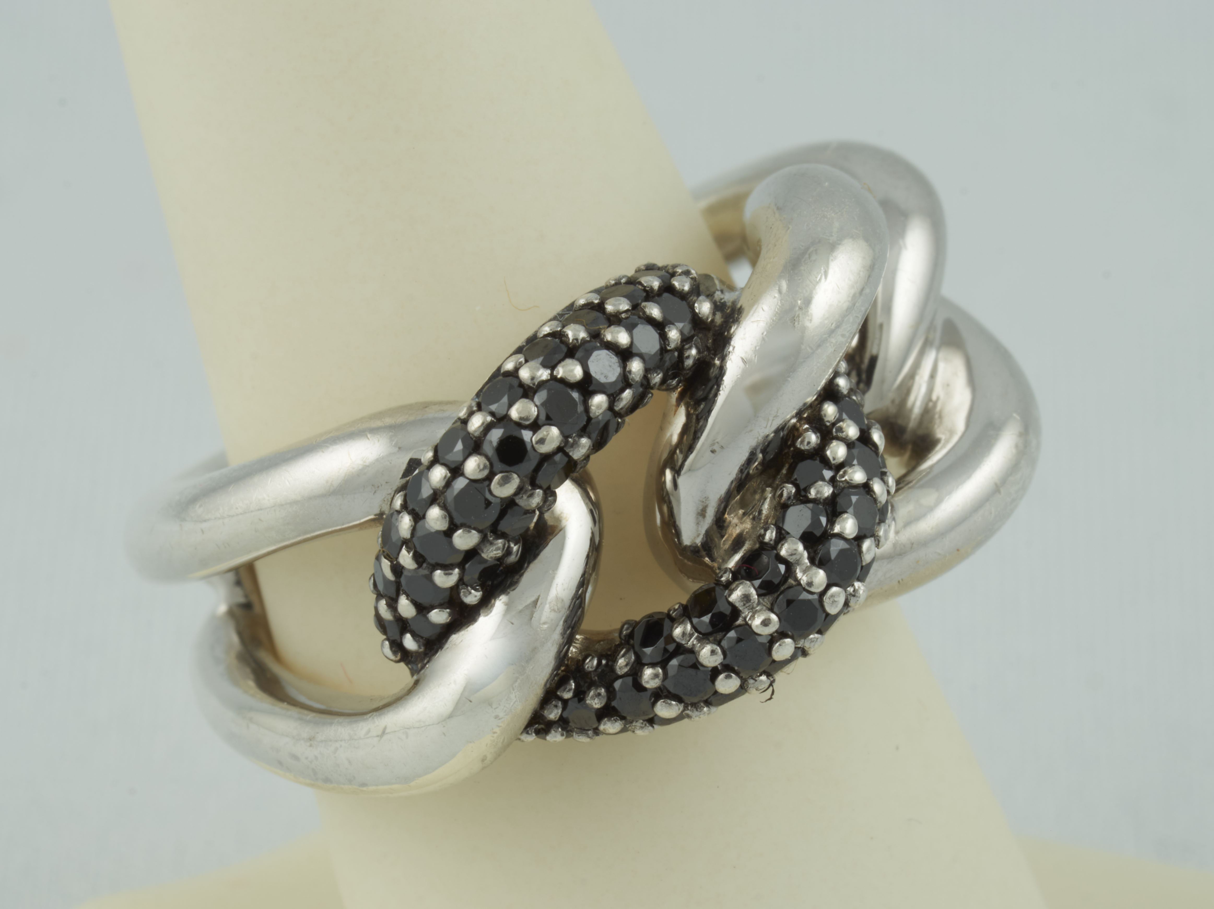 Statement Swarovski Curb Chain Pave Ring in Sterling Silver - QVC4Diva